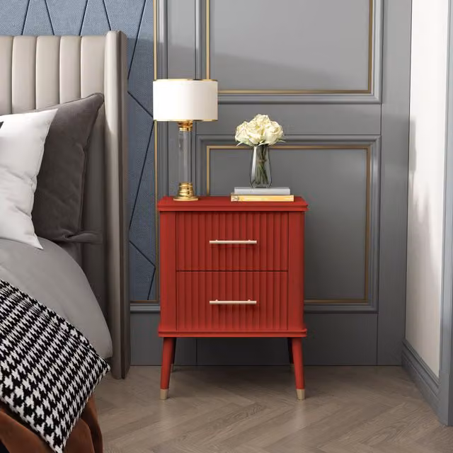 Cabinet Bits Cozzano 2 Drawer Bedside Table in Red