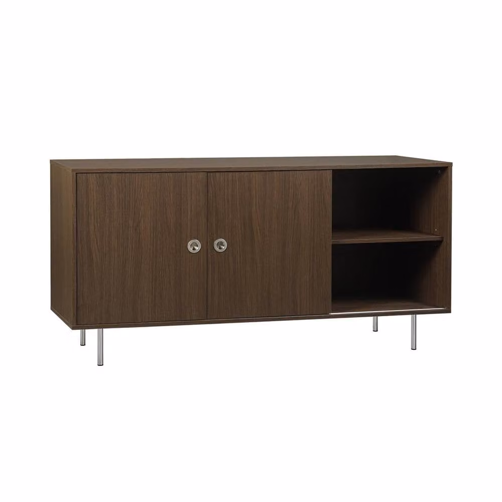 Sweekeek Vintage Retro Sideboard in Dark Brown Walnut with Stainless Steel 2 Doors, W: 150 cm – 2