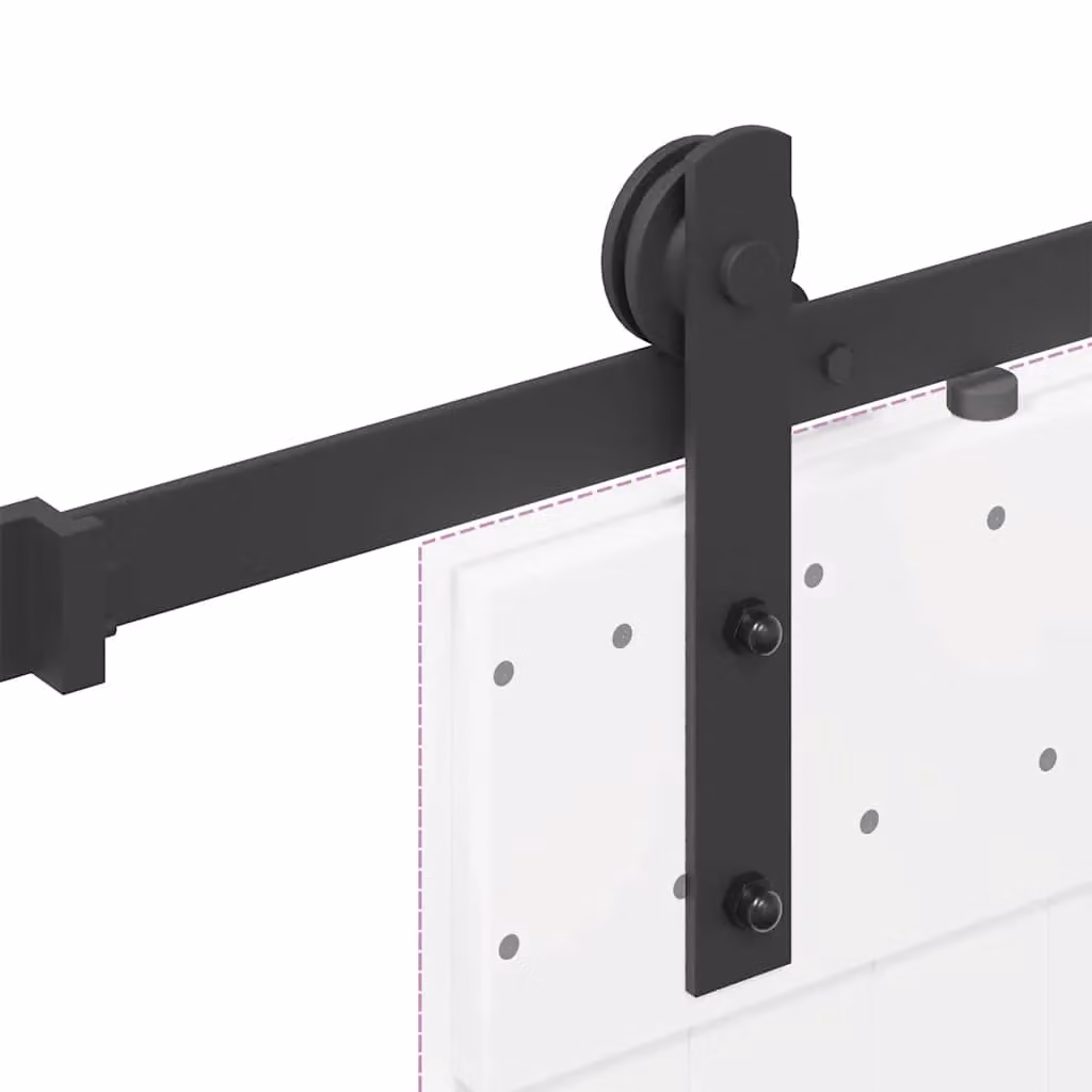 Berkfield Home Matt Black Steel Sliding Door Hardware Kit, 213 cm – 2