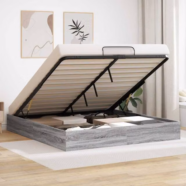 Berkfield Home Modern Ottoman Bed Frame in Grey, W/D/H: 180 x 200 x 25 cm – 1