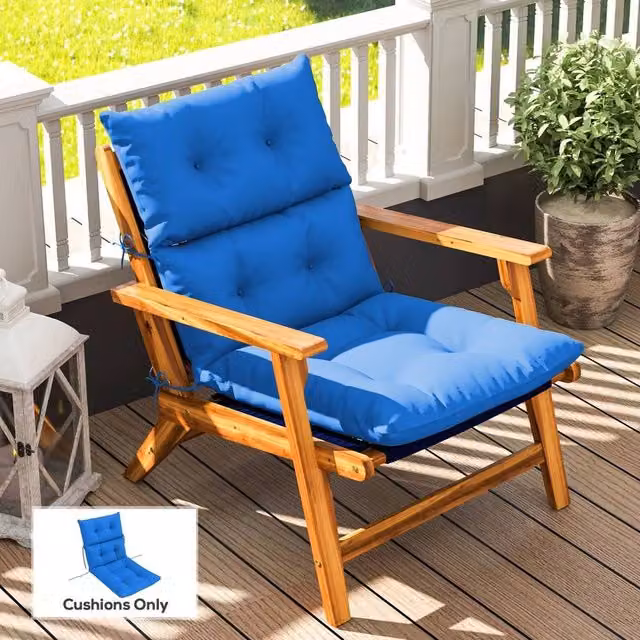 EONLION Blue Rocking Chair Cushion with Ties, W: 100 cm