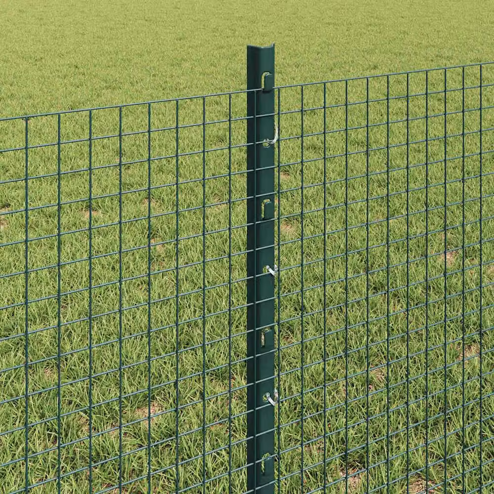 Berkfield Home Modern Welded Wire Fence with 11 U Posts, Green Steel, W: 0.6 m, L: 25 m – 3
