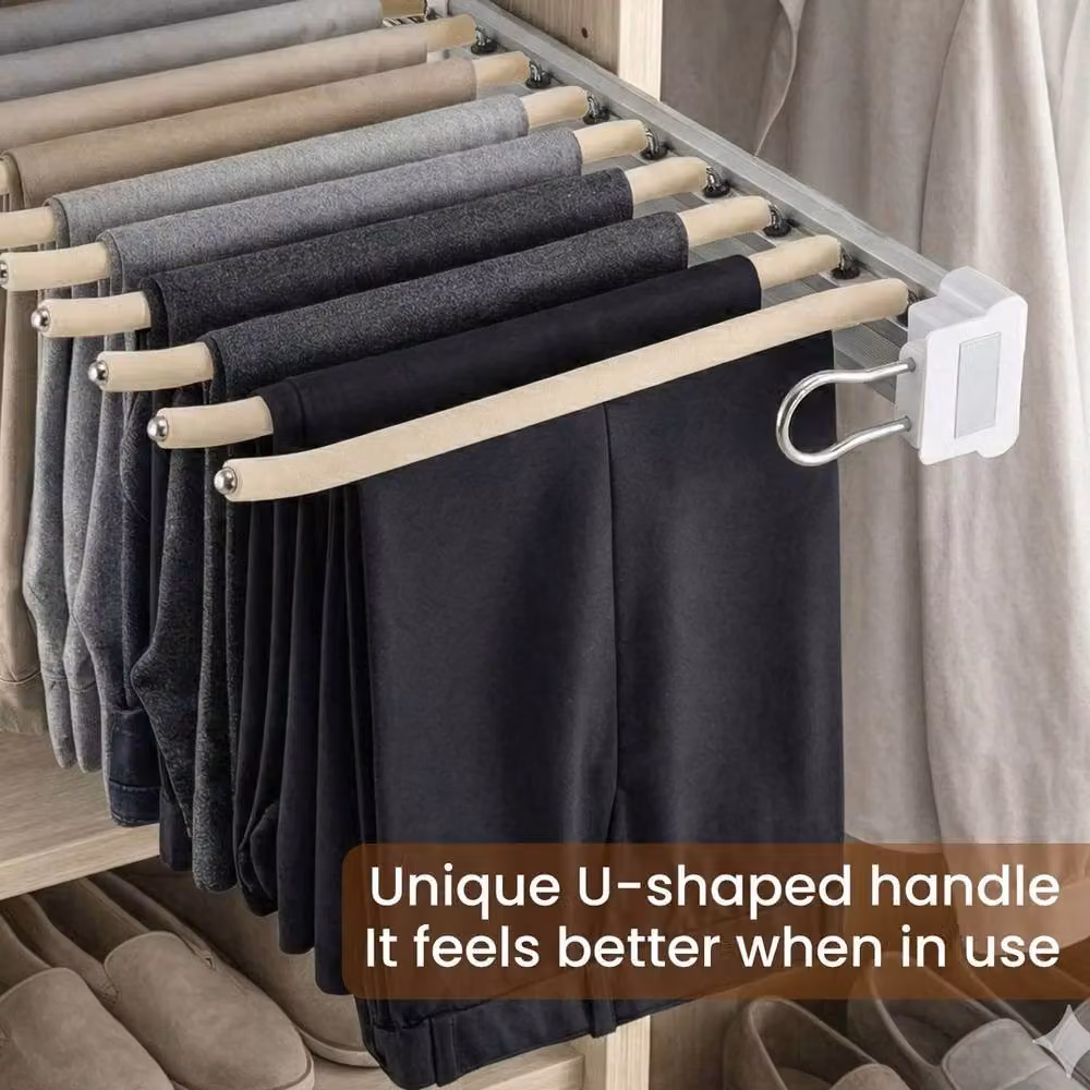 VOGREX White Extendable 10 Arm Pull Out Trouser Rack and Telescopic Pants Hanger – 2