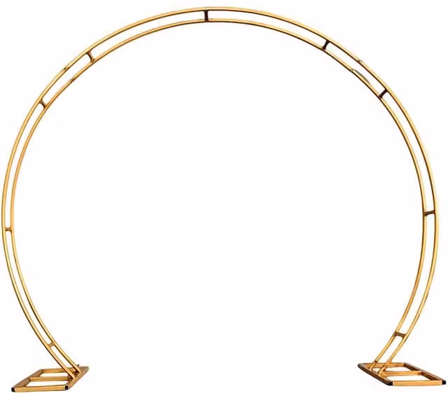 Neel Blue Dual Circle Arch Metal Party Background Decoration Stand in Gold, H 260 cm x W 220 cm – 1