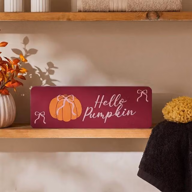 OHS Autumn Pumpkin Slogan Tabletop Ornament for Halloween Home Decor in Red