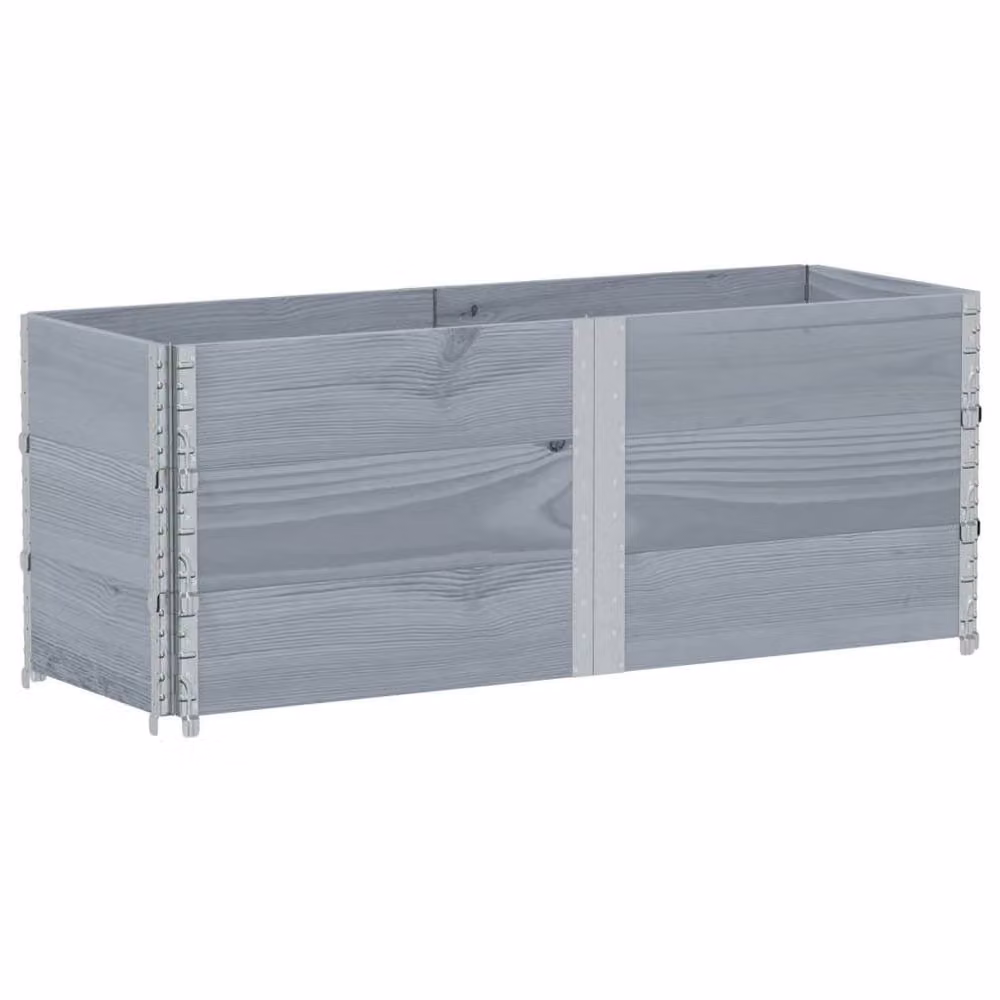 Berkfield Home Garden Grey Wooden Raised Bed Planter with Galvanised Steel W/D/H: 150 x 50 x 50 cm – 2