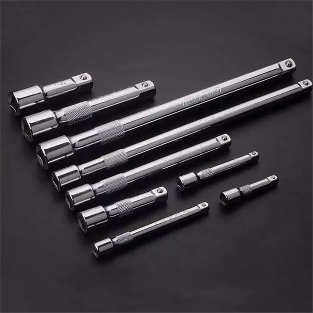 Nordara 9-Piece Chrome Vanadium Extension Bar Set in Metallic Silver