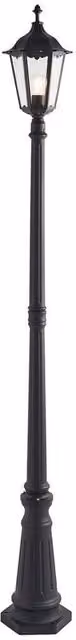 Loops Matt Black Aluminium Outdoor Post Lantern Bollard Light with Transparent Glass, Height: 218 cm – 1