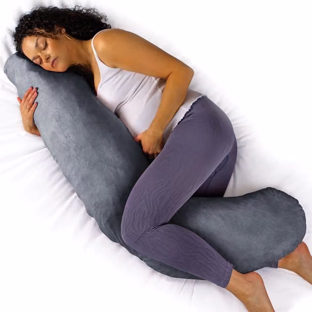 Aamira L Shaped Memory Foam Pregnancy Pillow and Maternity Cushion in Grey