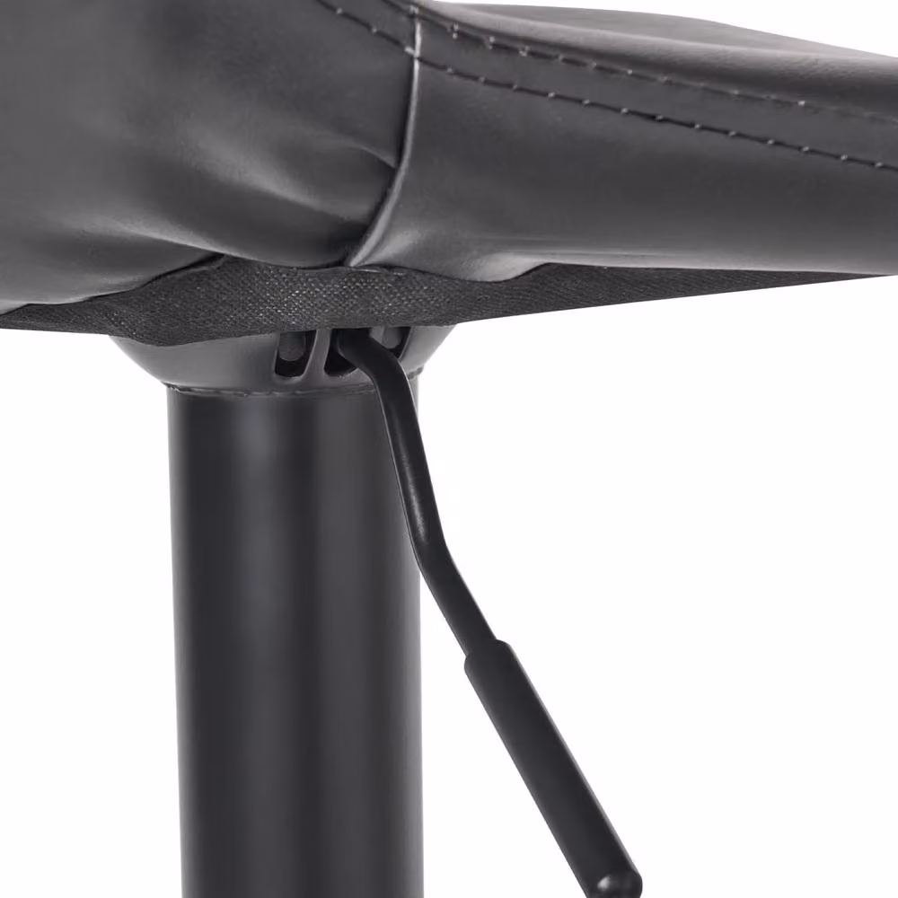 Wyld and Coco Set of Two Black Faux Leather Swivel Bar Stools with Height Adjustment – 5