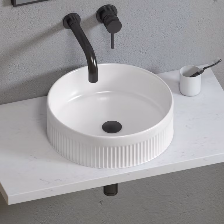Royal Bathrooms Evora Round Counter Top Basin Vessel, White, Diameter: 38 cm