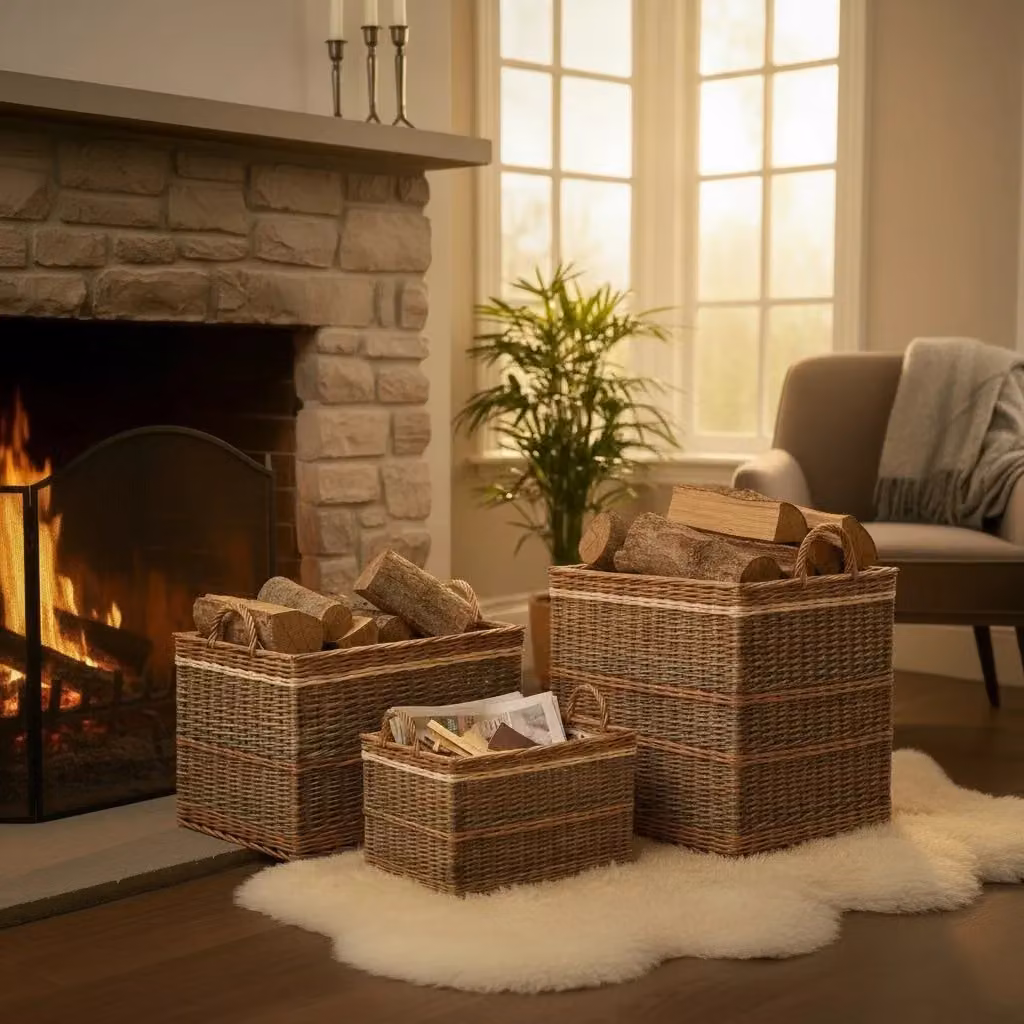 Red Hamper Buttermere Large Log Baskets, Set of 2, Brown, Green, or White – 2