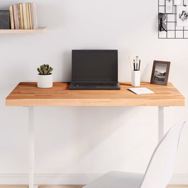 Berkfield Home Rectangular Solid Wood Beech Table Top, Brown, W: 100 cm, D: 50 cm, H: 4 cm