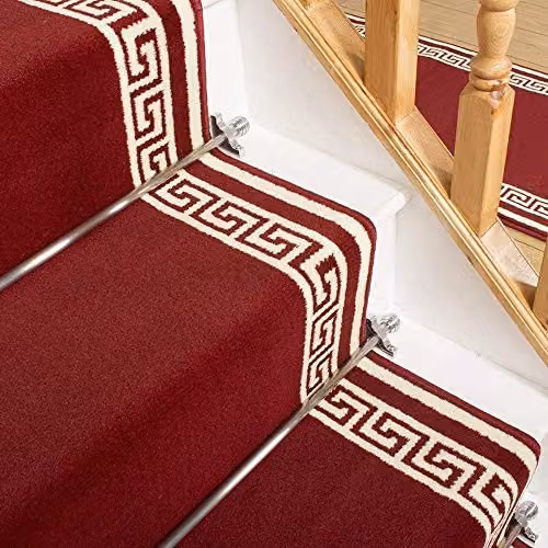 runrug Key Red Machine Woven Stair Runner, W: 70 cm, L: 690 cm, Thickness: 9 mm – 4