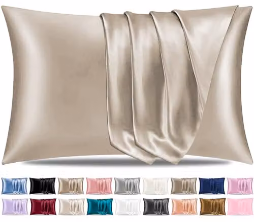 Pamposh Satin Silk Pillowcases, 4 Pack, Taupe, W: 50 cm x L: 75 cm