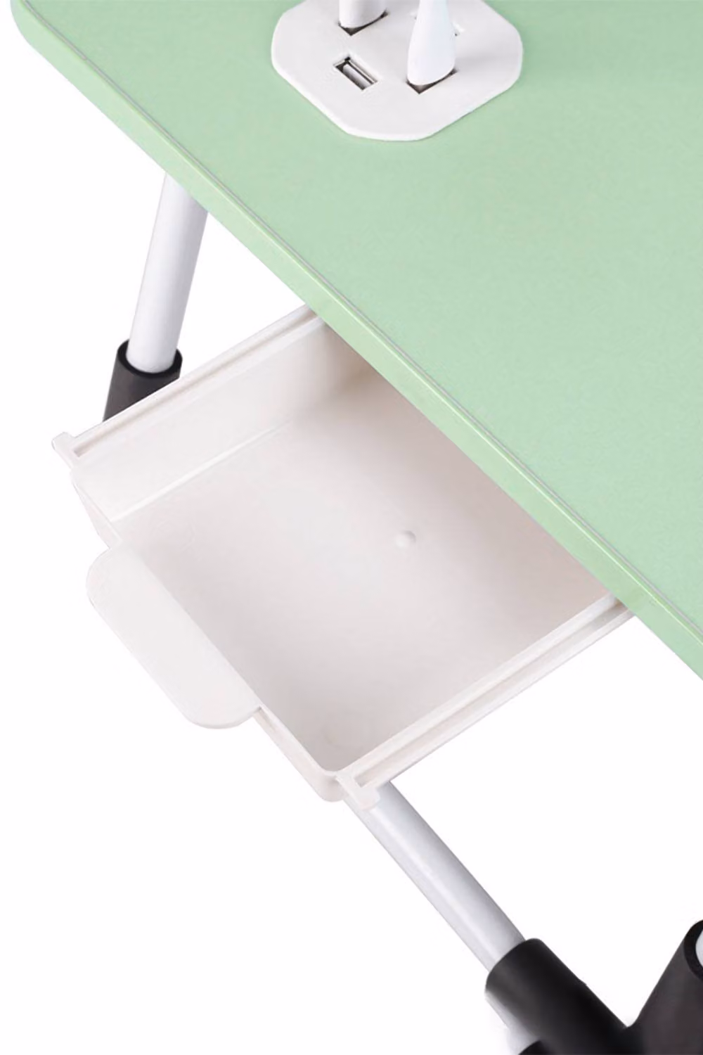 Living and Home Foldable Standing Table and Portable Laptop Bed Desk with USB Charging Port in Green – 4