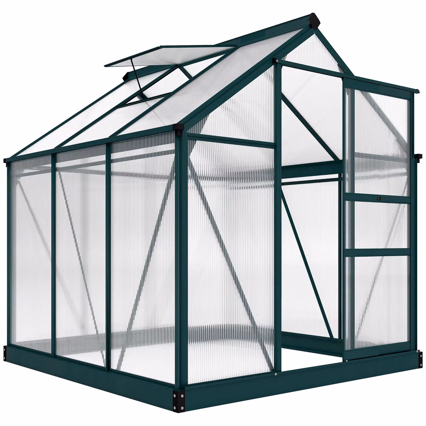 OUTSUNNY Walk-In Polycarbonate Greenhouse with Galvanised Aluminium Frame in Dark Green, W/D/H: 190 x 192 x 201 cm – 2