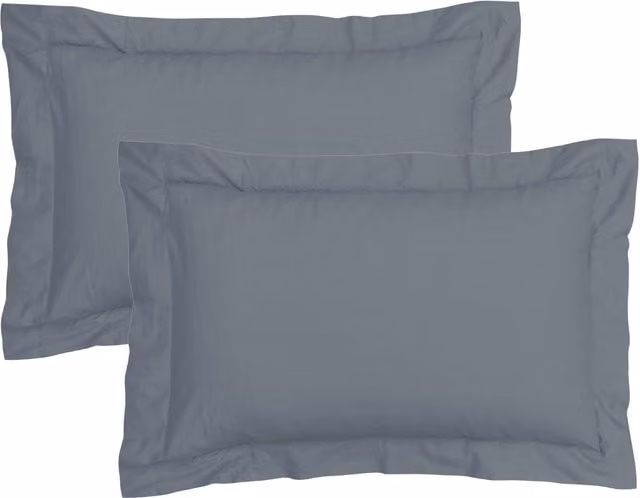 Sleepdown Pack of Two 100% Cotton Oxford Pillowcases in Grey, W/D/H: 63 x 89 x 63 cm