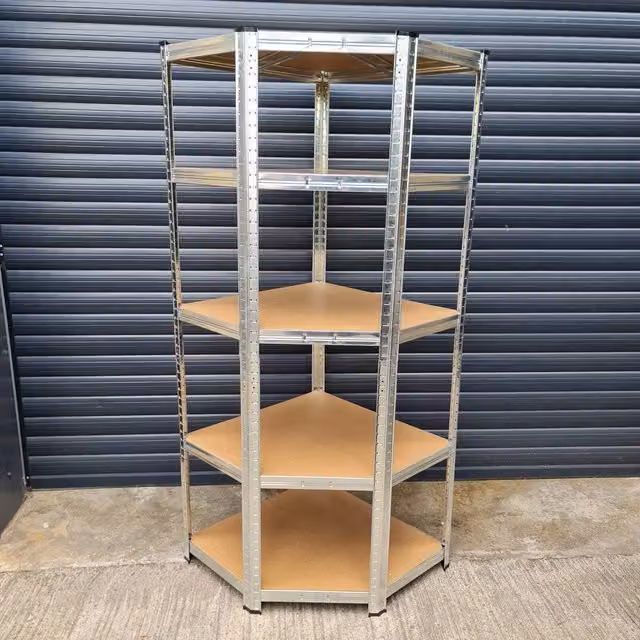 NESTLUNE Heavy Duty Corner Storage Rack in Brown with Adjustable Shelves – 1