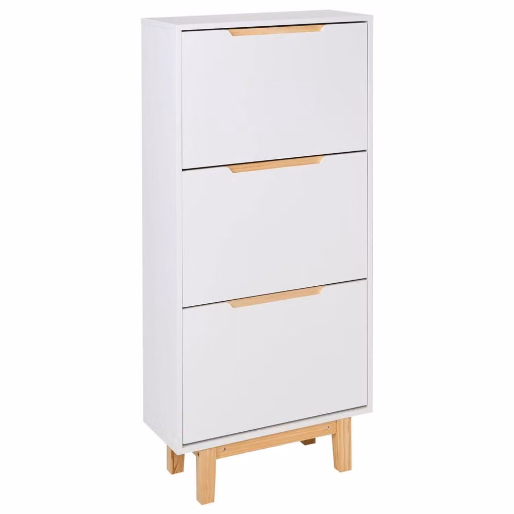 Wyld and Coco White Lacquered MDF 3-Compartment Wall-Mounted Shoe Cabinet W/D/H: 128 x 60 x 24 cm – 2