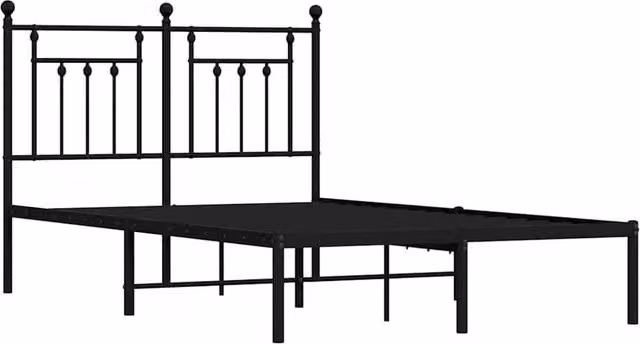 Berkfield Home Metal Bed Frame with Headboard in Black, W/D/H: 140 x 190 cm – 1