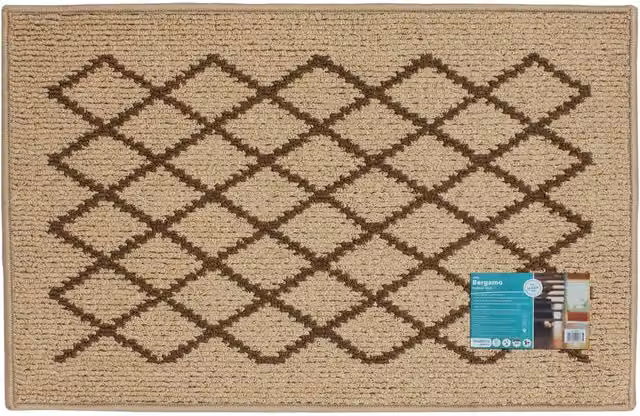 JVL Bergamo Rectangular Entrance Doormat in Beige and Brown
