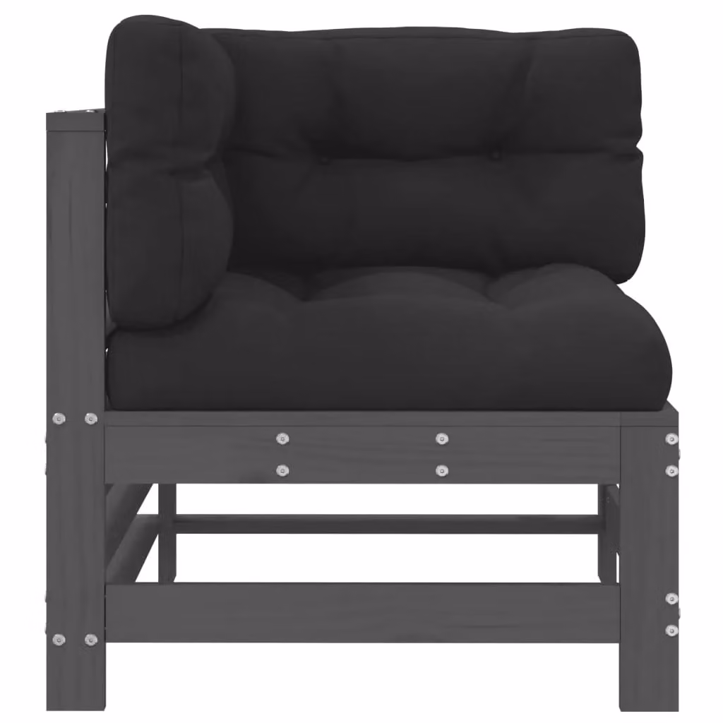 Berkfield Home 2-Piece Rustic Corner Sofa Set with Cushions in Grey Solid Pine Wood – 4