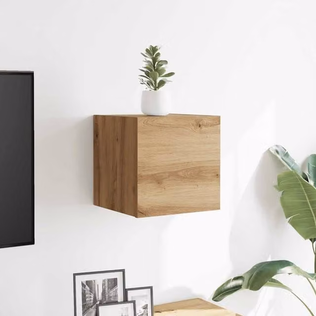 Berkfield Home Artisan Oak Wall Mounted TV Cabinet, Brown, W: 30.5 cm, D: 30 cm, H: 30 cm
