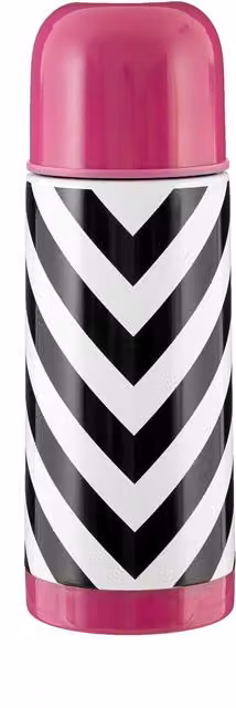 Orsina Stainless Steel Striped Vacuum Flask, Leakproof Thermos for Hot and Cold Beverages, 350ml, Pink and Multicolour – 1
