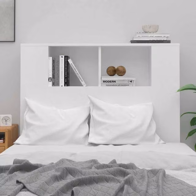 Berkfield Home White Headboard Cabinet with Integrated Shelf, W: 100 cm, D: 18.5 cm, H: 104.5 cm