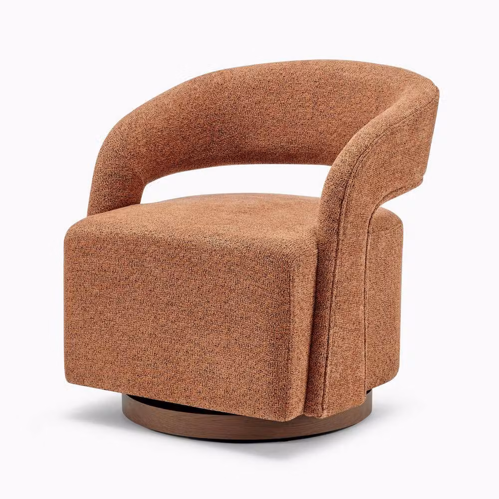 FurnitureboxUK Odessa Orange Fabric Swivel Accent Chair with Armrests and Solid Wood Frame – 2