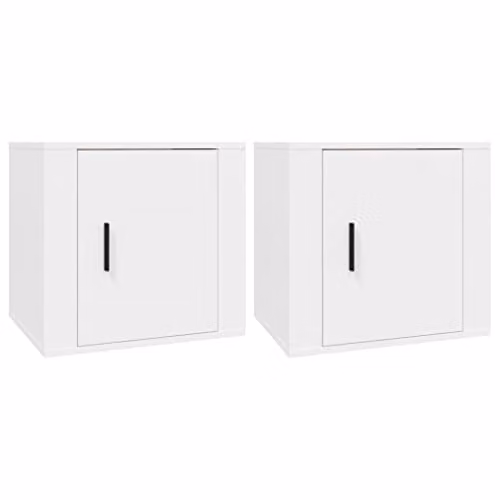vidaXL Set of 2 White Modern Bedside Cabinets W: 50 cm, D: 39 cm, H: 47 cm