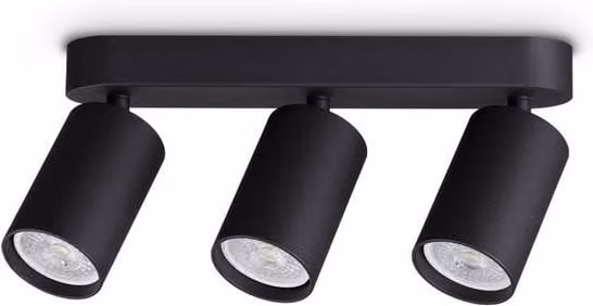 Netlighting Dynamite Black Metal Ceiling Spotlight Bar with 3x Adjustable GU10 Lamps