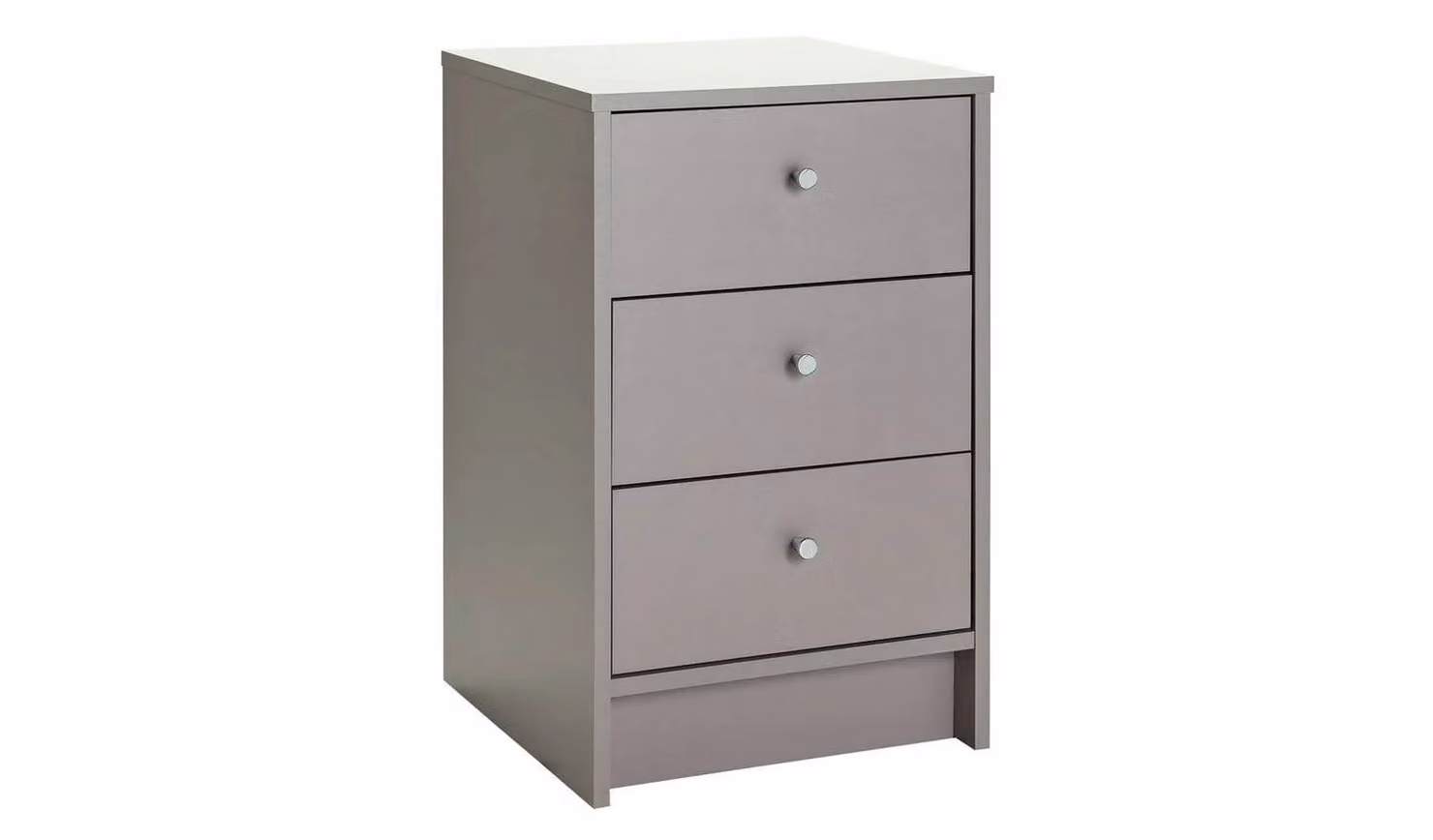 Malibu 3 Drawer Bedside Table in Grey with Metal Handles