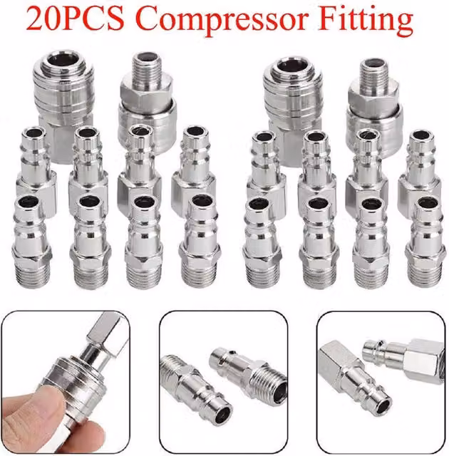 Nordara Air Line Hose Compressor Fitting Coupling Connector 1/4BSP in Silver