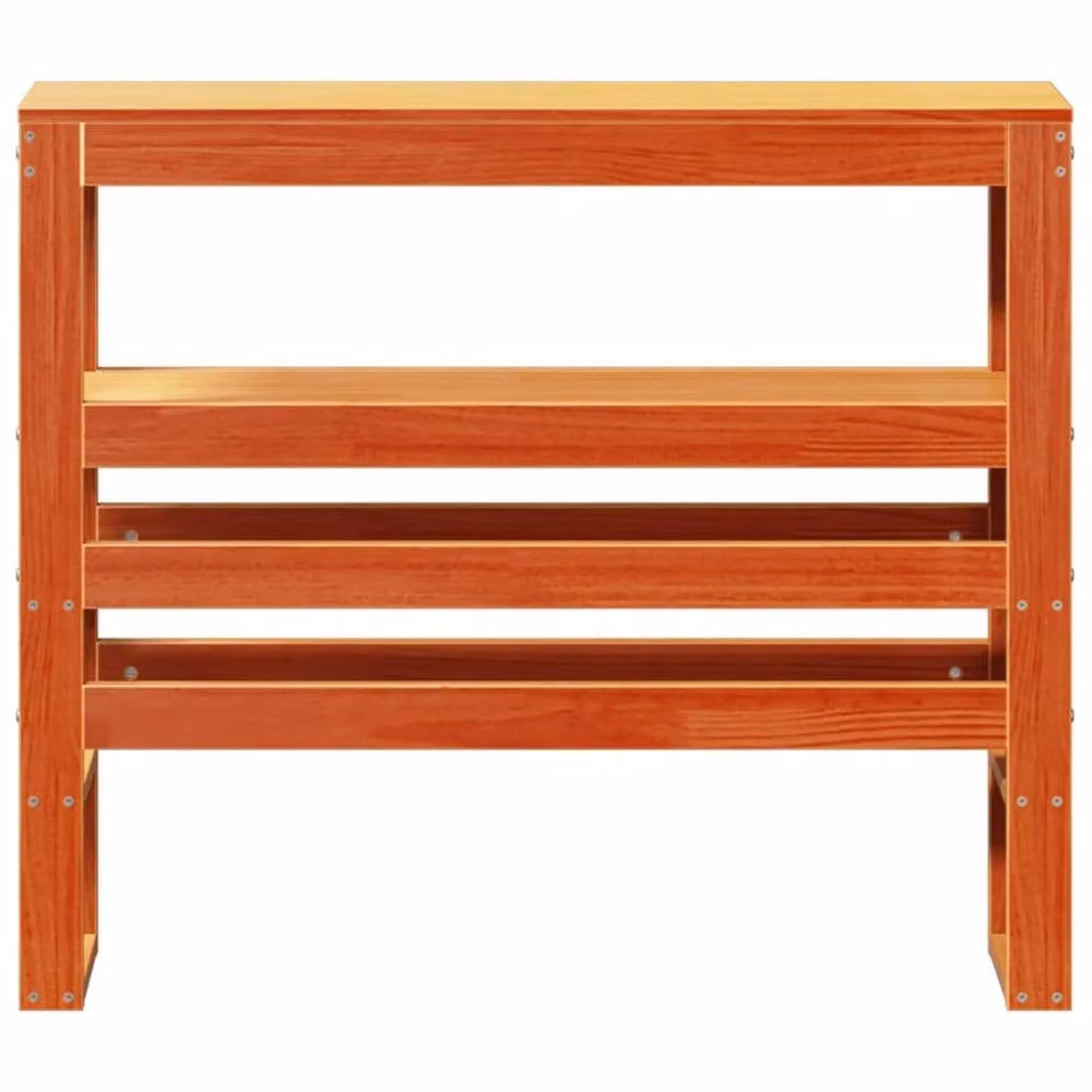 Berkfield Home Wax Brown Solid Wood Pine Headboard with Shelves, Width: 100 cm – 3
