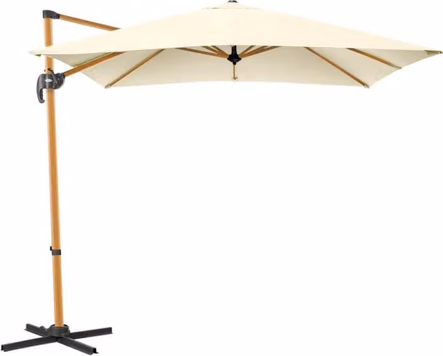 Christow Roma Wood-Effect Cantilever Parasol in Cream with UPF 50+ Polyester Canopy, Diameter: 250 cm