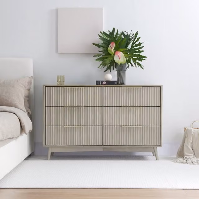 Home Garden Direct Monza 6 Chest of Drawers with Fluted Front in Grey