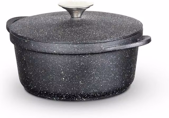 Tower Precision Non-Stick Cast Aluminium Casserole Dish with Lid, Black, 20cm – 4