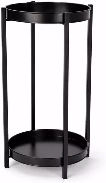 SPETLEK Muddy Hands Round Plant Stand with Shelves in Matt Black Coated Steel – 1