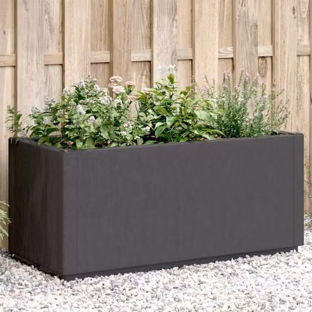 Berkfield Home Garden Planter Tub in Grey, W: 80 cm, D: 36 cm, H: 35 cm – 1