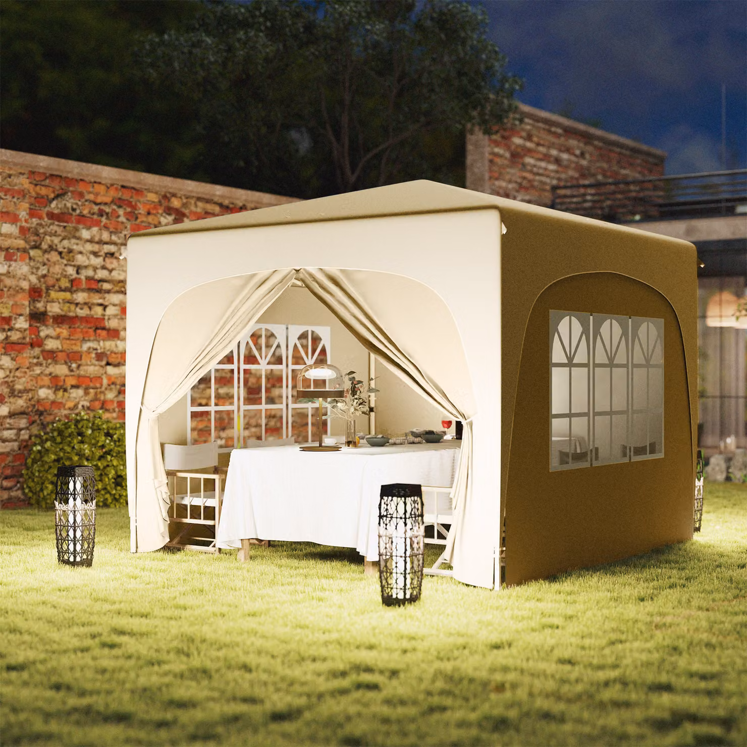 Outsunny Pop-Up Gazebo Shelter with Accessories, Sand, W/D/H: 300 x 300 x 273 cm – 6