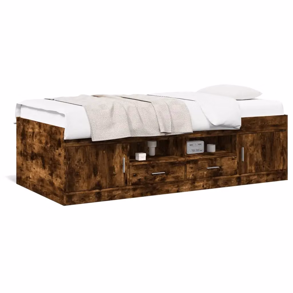 Berkfield Home Small Single Daybed with Drawers in Smoked Oak Brown, W: 75 cm, L: 190 cm – 2