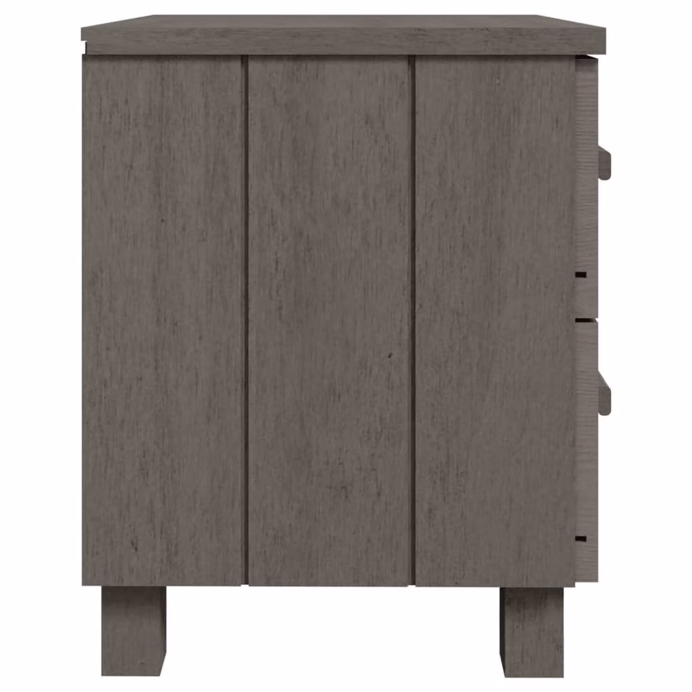 Berkfield Home HAMAR Bedside Cabinets, 2 Piece Set, Light Grey Solid Pine Wood, W: 40 cm, D: 35 cm, H: 44.5 cm – 2