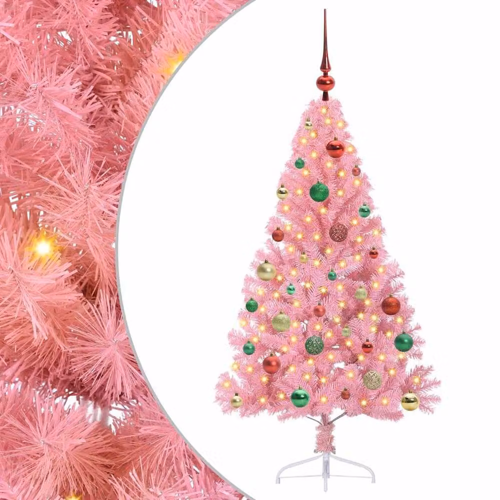 Berkfield Home Artificial Pre-lit Pink Christmas Tree with 150 LEDs, Height: 150 cm – 2