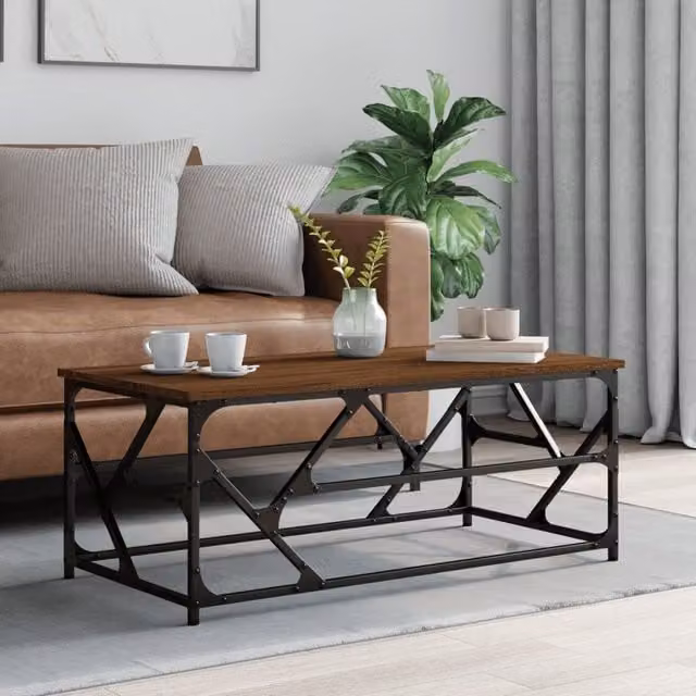 Berkfield Home Brown Oak Coffee Table, W/D/H: 100 x 50 x 40 cm – 1