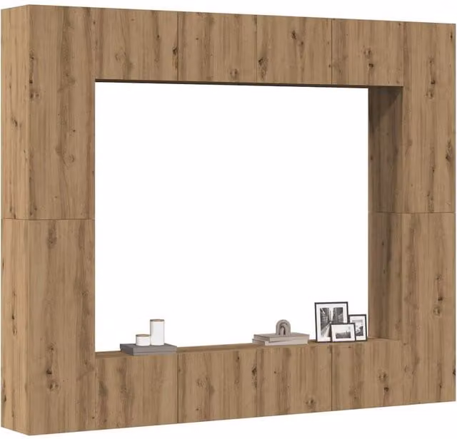 Berkfield Home Artisan Oak Wall Mounted TV Cabinet Doors, 8 Piece Set in Brown – 1