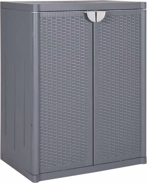 Berkfield Home Grey Rattan Garden Storage Cabinet W: 65 cm, D: 45 cm, H: 88 cm