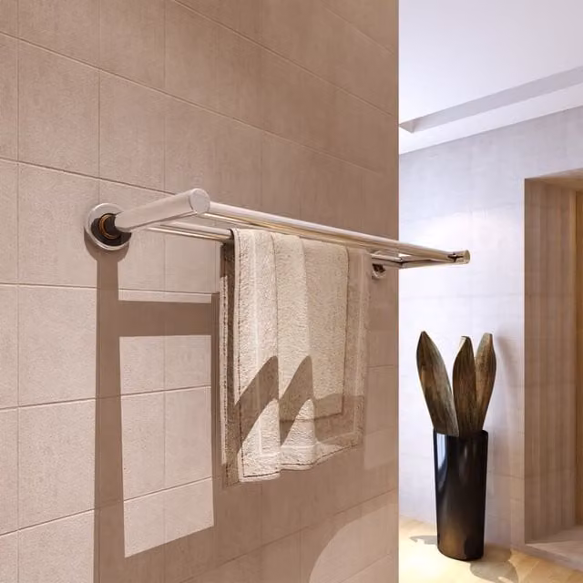 Berkfield Home Stainless Steel 2-Tube Towel Rack in Silver – 1