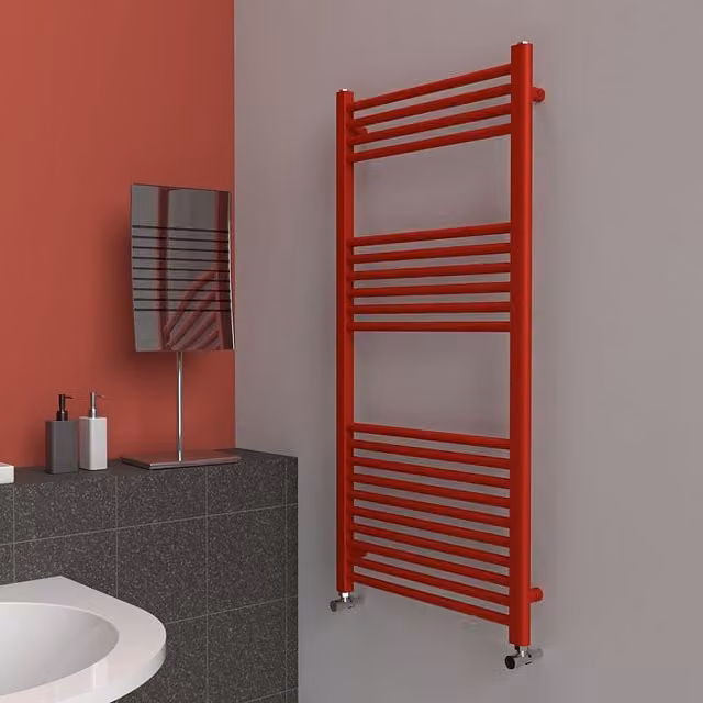 Lux Heat Coloured Steel Towel Radiator in Red, W: 60 cm, H: 120 cm